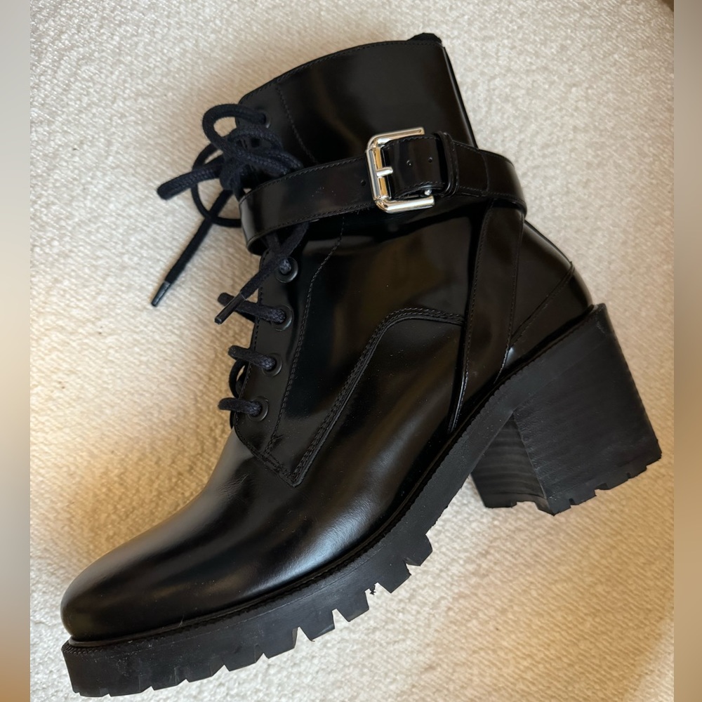 Maje Black Ankle Boots with Silver Buckle